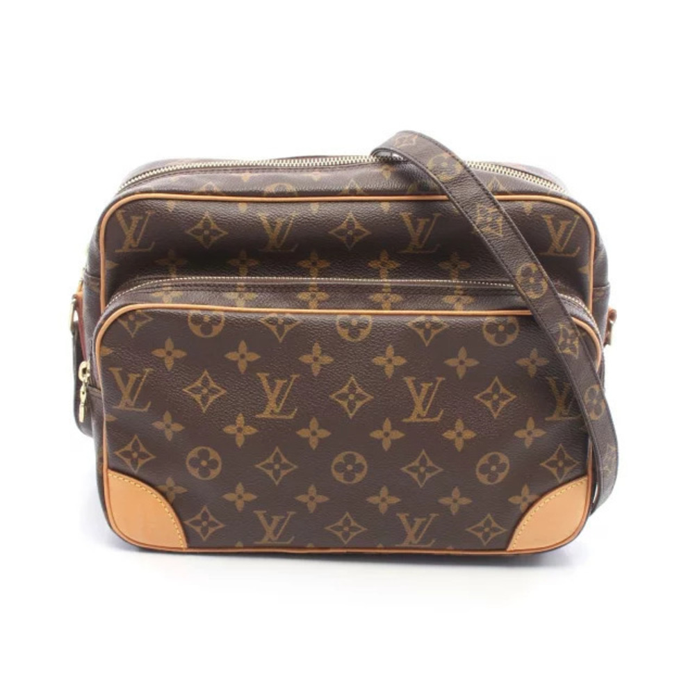 Louis Vuitton Nile Canvas Leather Monogram Crossbody Bag Brown